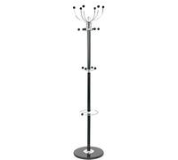 BAKAJI Design Coat Hanger Floor Standing Metal with 16 Hooks Clothes Hangers Umbrella Stand and Marble Base Dimension 37 x 37 x 175 cm (Black)