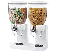 Bakaji - Dispensador para Cereales, Pasta, Caramelos, Dulces, Fruta Seca Individual con Ruedas, Doble contenedor de 8 litros y dosificador Interior, Blanco