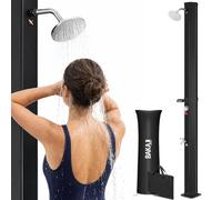 BAKAJI Ducha Solar para jardín, Piscina Exterior, Camping, depósito de 20 l con alcachofa Ajustable, Mezclador de Agua Caliente, conexión Manguera de jardín (40 litros)