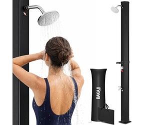 BAKAJI Ducha Solar para jardín, Piscina Exterior, Camping, depósito de 20 l con alcachofa Ajustable, Mezclador de Agua Caliente, conexión Manguera de jardín (40 litros)