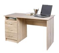 BAKAJI Escritorio con cajonera de 3 cajones + estante abierto, mesa de trabajo para ordenador, de madera MDF, para decorar el hogar, la oficina, el dormitorio, diseño moderno, tamaño 120 x 51 x 72 cm