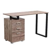 BAKAJI Escritorio con cajonera de 3 cajones, Mesa de Trabajo para Ordenador de Madera con Estructura de Acero, diseño Moderno, 120 x 50 x 75 cm, decoración del hogar o la Oficina, Dormitorio (Roble)