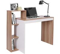 BAKAJI Escritorio con librería de 4 estantes, Mesa de Trabajo, para Ordenador, Estructura y Tablero de Madera MDF, decoración para casa, Oficina, Dormitorio, tamaño 110 x 90 x 40 cm (Negro)