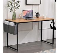 BAKAJI Escritorio de mesa de trabajo para ordenador o ordenador, tablero de madera MDF con estructura de metal, organizador de tela y gancho para casa de oficina, diseño moderno industrial, 120 x 60 x