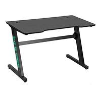BAKAJI Escritorio Gaming para Ordenador con Luces LED RGB Cambio de Color Estructura Metal Plano Madera Textura Fibra de Carbono con Alfombrilla ratón Mousepad Incluido 120 x 60 x 73 cm Juego Online