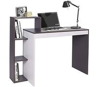 BAKAJI Escritorio librería 4 estantes Mesa Porta PC Ordenador Madera casa Oficina Gris, Talla única