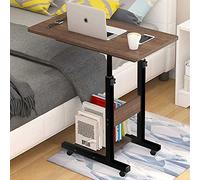 BAKAJI Escritorio Mesa de Trabajo Porta PC Ordenador Altura Regulable Mesa sofá con Tablero y Estante Inferior de Madera MDF Estructura Metal diseño Moderno 60 x 40 x 86 cm (Nogal)