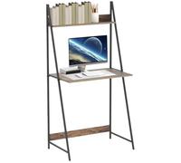 BAKAJI Escritorio para Ordenador de Oficina y Dormitorio, estantería de 2 Niveles con Estante de Almacenamiento para Libros, Mesa de Escritura diseño Industrial Ahorro de Espacio con Estructura de