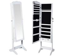 BAKAJI - Espejo joyero Armario joyero Espejo con Puerta Porta Objetos y cajones Color Blanco, Armario Organizador para Joyas (Michela)