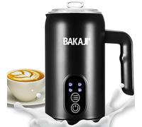 BAKAJI Espumador de leche eléctrico 4 en 1, Cappuccinatore automático, 350 ml, espumador para espuma de leche, funcionamiento silencioso, ideal capuchino caliente o frío, café manchado, acero