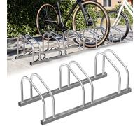 BAKAJI Estante para bicicletas de suelo o pared, soporte de estacionamiento exterior para bicicleta, de acero, soporte para bicicleta, con material de montaje incluido (3 plazas)