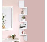 BAKAJI EstanterÍa de Esquina en Pared, EstanterÍa Esquinera de 5 Niveles, Estanteria Libros, para Dormitorio, Sala de Estar, BaÑo, Oficina en Casa, Blanco, Altura 123 cm x 20 cm