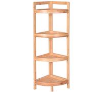 BAKAJI Estantería de Esquina para Ahorrar Espacio, Color Madera Natural, Esquina Delgada de bambú Multiuso, estantería Robusta de Almacenamiento, para Muebles Interiores, Mueble de baño,(4 estantes)