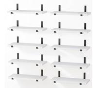 BAKAJI - Estantería Flotante de Pared para Pared, 10 Unidades, con Soportes de Metal, Ideal para Dormitorio, salón, Cocina, Cuarto de baño, Biblioteca, pequeño