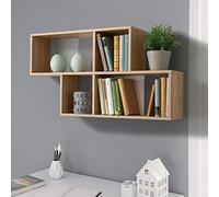 BAKAJI Estantería librería de Pared de diseño Moderno con 4 estantes, Estructura de Madera MDF Bicolor, tamaño 100 x 53 x 19,5 cm, decoración de Pared, decoración de la casa u Oficina (Blanco Roble)
