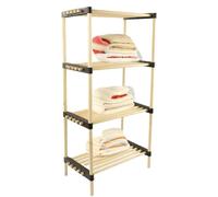 BAKAJI Estantería Modular Slim Estantería de Almacenamiento Multiusos con estantes de Madera Natural, 4 estantes, decoración de baño, Entrada casa, tamaño 48 x 28 x 93 cm
