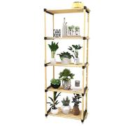 BAKAJI Estantería Modular Slim Estantería de Almacenamiento Multiusos con estantes de Madera Natural, 5 estantes, decoración de baño, Entrada casa, tamaño 28 x 49 x 127 cm