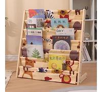 BAKAJI Estantería Montessoriana para niños, de Madera Natural y Lona, para revistas de 6 estantes, Ahorra Espacio, estantería expositora de Dormitorio, tamaño 60 x 30 x 80 cm