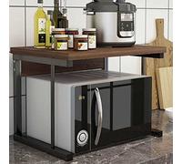 BAKAJI Estantería móvil estantería Porta microondas Estructura de Metal con Estante de Madera MDF Organizador Estante Porta Herramientas Cocina diseño Moderno tamaño 54 x 35 x 35 cm