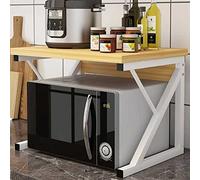 BAKAJI Estantería móvil estantería Porta microondas Estructura de Metal con Estante de Madera MDF Organizador Estante Porta Herramientas Cocina diseño Moderno tamaño 54 x 35 x 35 cm