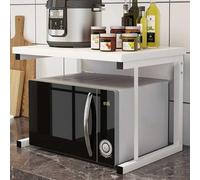 BAKAJI Estantería móvil para microondas con Estructura de Metal con Estante de Madera MDF Organizador Estante para Herramientas Cocina diseño Moderno tamaño 54 x 35 x 35 cm (Blanco)