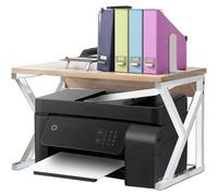 BAKAJI Estantería para impresora de ahorro de espacio de acero y madera, estantería de 1 estante con patas antideslizantes para impresoras, unidad de estantes soporte de oficina diseño industrial