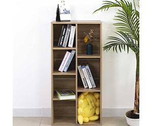 Bakaji Estantería Vela con 7 estantes, para casa y oficina, armario abierto con estantes de cubo móvil, moderno, almacenamiento de documentos, ideal para estudio, salón, estructura de madera (roble)