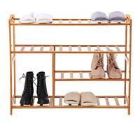 BAKAJI Estantería Zapatero para el hogar Multiusos 5 estantes Madera de bambú, tamaño 80 x 26 x 69 cm, Color bambú Natural