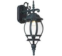 BAKAJI Farola victoriana clásica de jardín de aluminio lámpara farol color gris acabado envejecido verde bronce IP44 E27 (1 luz de pared debajo)