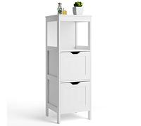 BAKAJI G09082 Armario de Suelo para Baño, Madera, Blanco, 30 x 30 x 89 cm