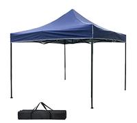 BAKAJI Gazebo de 3 x 3 metros plegable, tejido de poliéster impermeable, estructura de metal, plegable, para acordeón, tienda de campaña portátil, para jardín, exterior, con bolsa de transporte (azul)