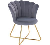 BAKAJI Gris, Sillón Silla Relax con Respaldo y Asiento de Terciopelo, Estructura metálica, Metal, Standard