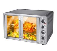 Bakaji Horno eléctrico ventilado horno 55 litros potencia 2200 W con doble puerta luz interior 4 selecciones de cocción temperatura ajustable temporizador asador y accesorios