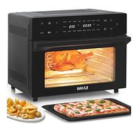 Bakaji Horno freidora de aire caliente, capacidad de 30 litros, 1800 W, freidora seca sin aceite, con pantalla táctil, 18 programas, función de doble cocción, temporizador, regulación de temperatura,