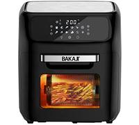 Bakaji Horno freidora de aire caliente para freír cocina parrilla seca sin aceite Airfryer capacidad 12 litros pantalla LED táctil 12 programas temporizador regulación temperatura potencia 1800 W