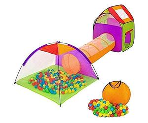 Bakaji - Igloo para niños con 200, túnel y caseta Tienda de Juegos con Bolas, Multicolor