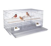 BAKAJI Jaula pajarera para pájaros con Forma Rectangular de 77,5 cm de Metal, Ideal para Loros, periquitos, Aves con Bandeja Deslizante y Perchas de Madera, Jaula apilable (Gris)