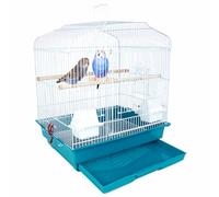 BAKAJI Jaula para pájaros con Bandeja Deslizante y Perchas de Madera, Jaula de Metal apilable, Ideal para Loros, periquitos, pájaros, 46,5 x 35,5 x 65,5 cm (Verde)