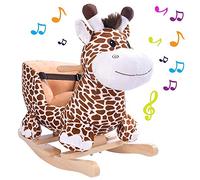 BAKAJI Jirafa Mecedora de Peluche con Asiento de Juguete para niños con Efectos sonoros, Asas y cinturón de Seguridad