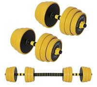 BAKAJI Juego 2 en 1 Mancuernas ajustables con barra de equilibrio, 25 kg (4 x 2,5 kg + 4 x 2 kg + 4 x 1,5 kg), revestimiento de goma de plumas antióxido antideslizante, gimnasio, fitness