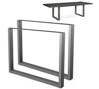 BAKAJI Juego de 2 Patas de Mesa, 90 x 72 cm, de Metal, Patas para Mesa de Comedor y Escritorio con Patas Antideslizantes Ajustables, diseño Moderno Industrial Color Gris