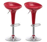 BAKAJI Juego de 2 taburetes para Cocina, diseño Moderno, Base de Acero Cromado, Asiento de ABS, Taburete Giratorio con Altura Ajustable y reposapiés (Bordo)