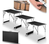 BAKAJI Juego de 3 mesas Plegables multifuncionales para Exteriores, mesas con 4 Alturas Ajustables y asa de Transporte, Mesa de Camping Ajustable para Pic Nic, Exteriores, Camping, Capacidad de Carga