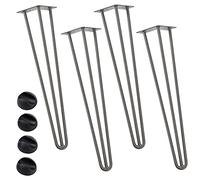 BAKAJI Juego de 4 patas de mesa de 60 cm de altura, de metal, patas para mesa de comedor, escritorio y muebles con patas antideslizantes, diseño moderno industrial, color gris