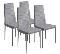BAKAJI Juego de 4 sillas Modernas para Comedor, salón o Cocina, Asiento Acolchado de Piel sintética, 4 sillas promocionales con Estructura de Acero (Color Gris)