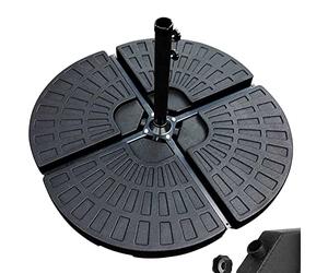 BAKAJI Juego de 4 soportes para sombrilla rellenable, poste de jardín de plástico resistente a la intemperie para exteriores, para rellenar con arena o agua, base apta para sombrillas con base en cruz