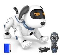 BAKAJI Juguete Interactivo para Perros, Robot radiocontrolado para niños, ladra, Canta, Baila y Camina y Hace la Guardia con Mando a Distancia y batería Recargable