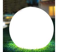 BAKAJI, Lámpara de jardín con diseño de esfera, 30 cm de diámetro, iluminación exterior para suelo o mesa, casquillo E27, máximo 25 W, color blanco, con estacas para fijación al suelo (30 cm)