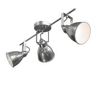 Bakaji Lámpara de pared o techo con foco portalámparas direccionable estructura de metal plateado diseño moderno industrial casquillo E14 bombilla máx. 25 W iluminación casa (3 luces)