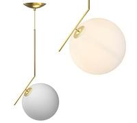 BAKAJI Lámpara de techo colgante portalámparas de bola de cristal mate soporte de metal de oro diseño moderno casquillo E27 bombilla máx. 40 W iluminación decoración casa (25 cm)